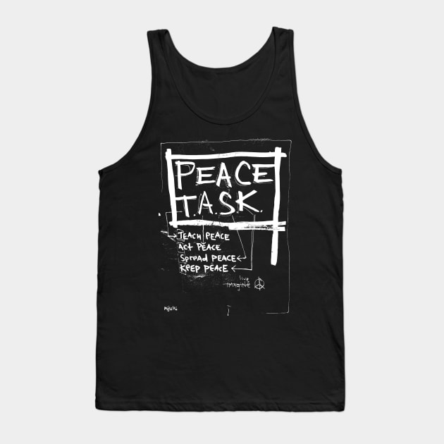 Peace Task Doodle White Tank Top by Mijumi Doodles